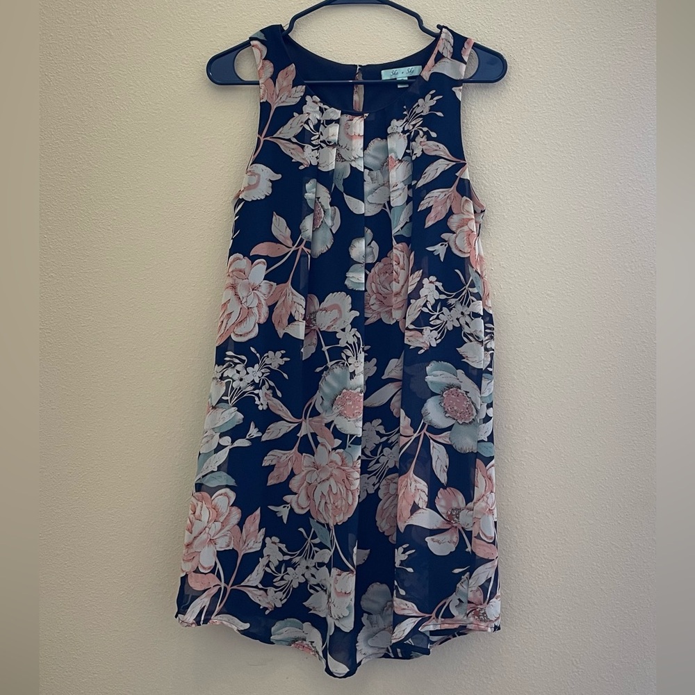 Blue Floral Mini Dress